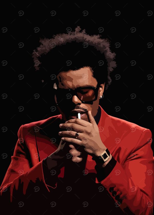 The Weeknd in Red Suit