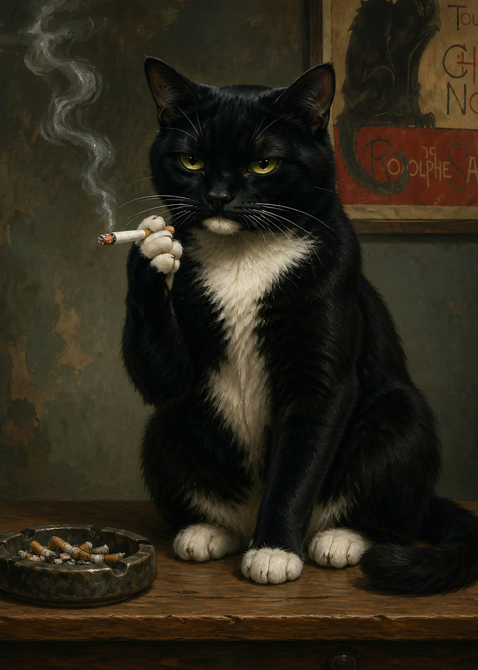 Black Cat Smoking Cigarette