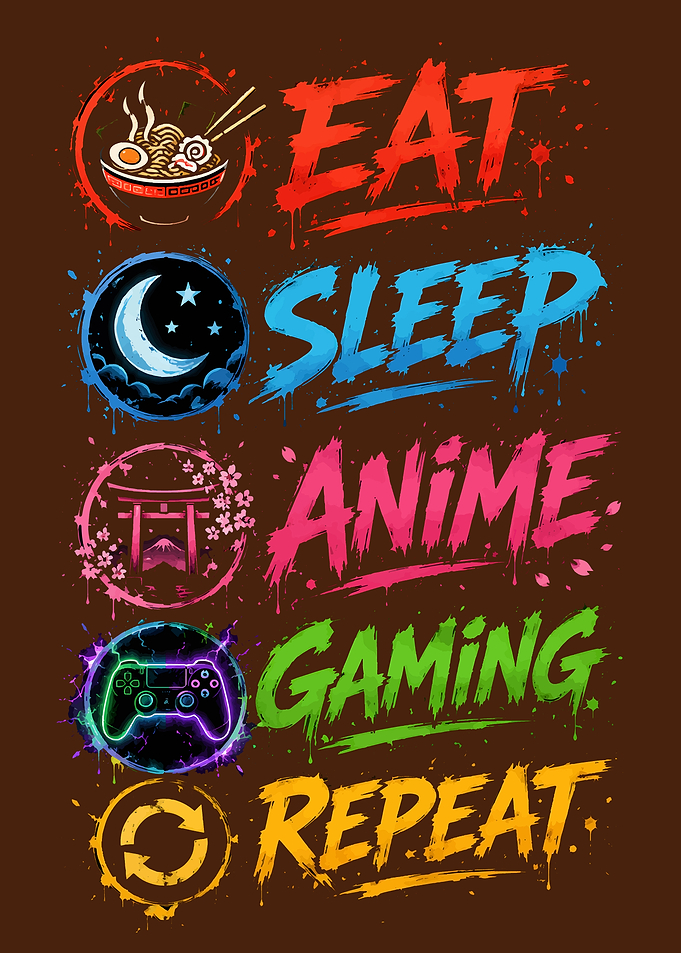 Eat Sleep Anime Gaming Repeat Design