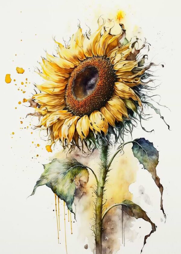 Watercolour sunflower