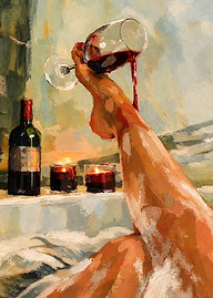 Relaxing Bath with Red Wine