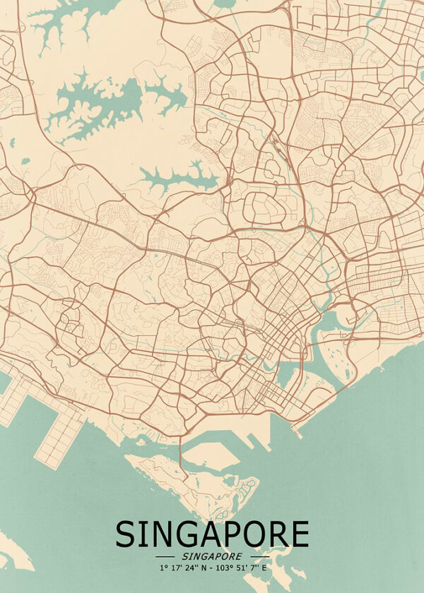 Singapore Vintage Map