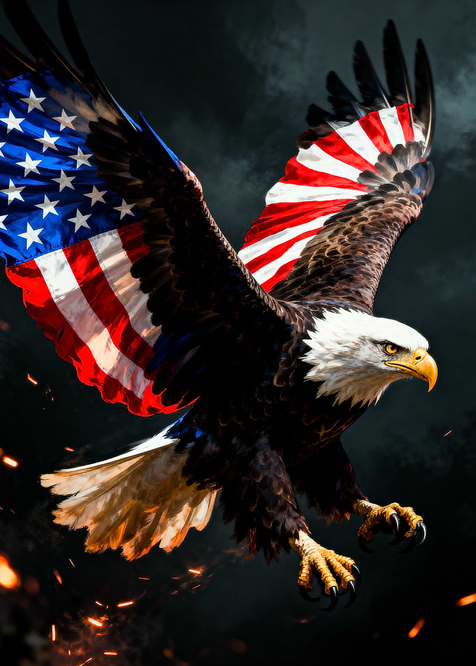 American Eagle Flag Wings Patriotic Art