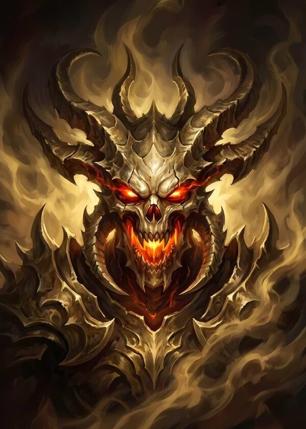 Demonic Skull Warrior with Fiery Eyes