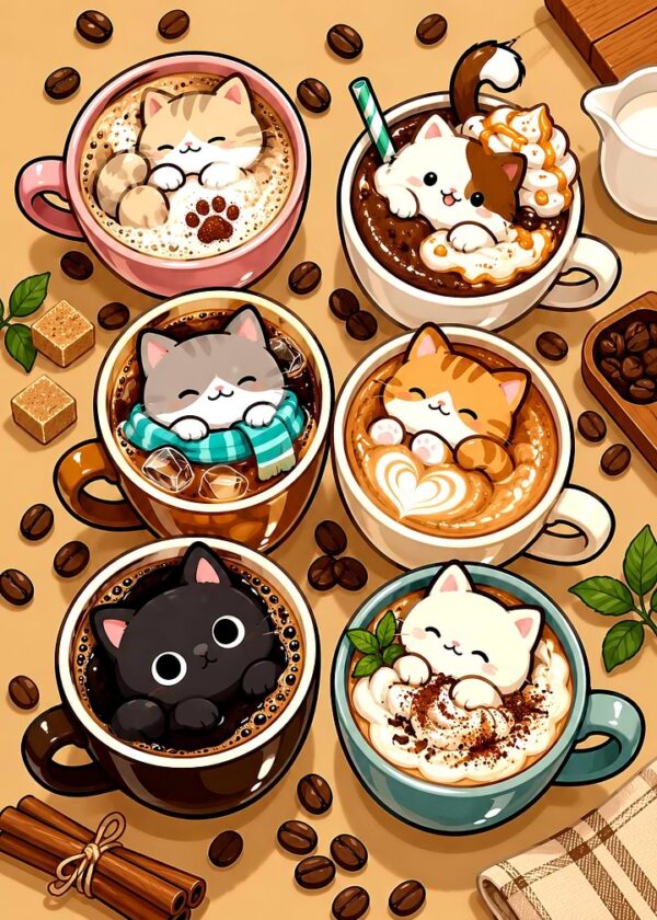 Cute Cats in Coffee Cups