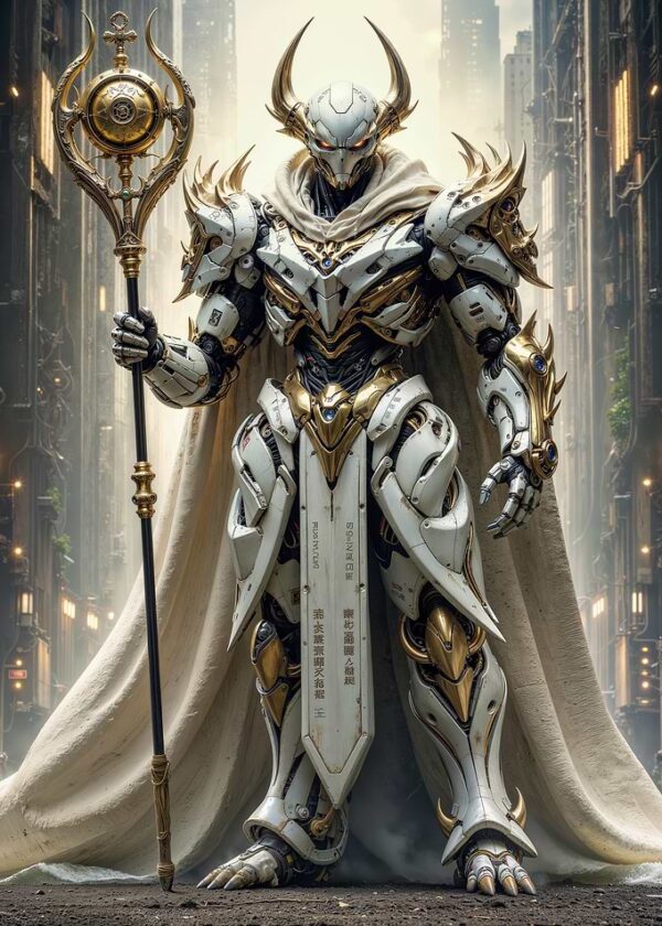 White and Gold Armored Figure