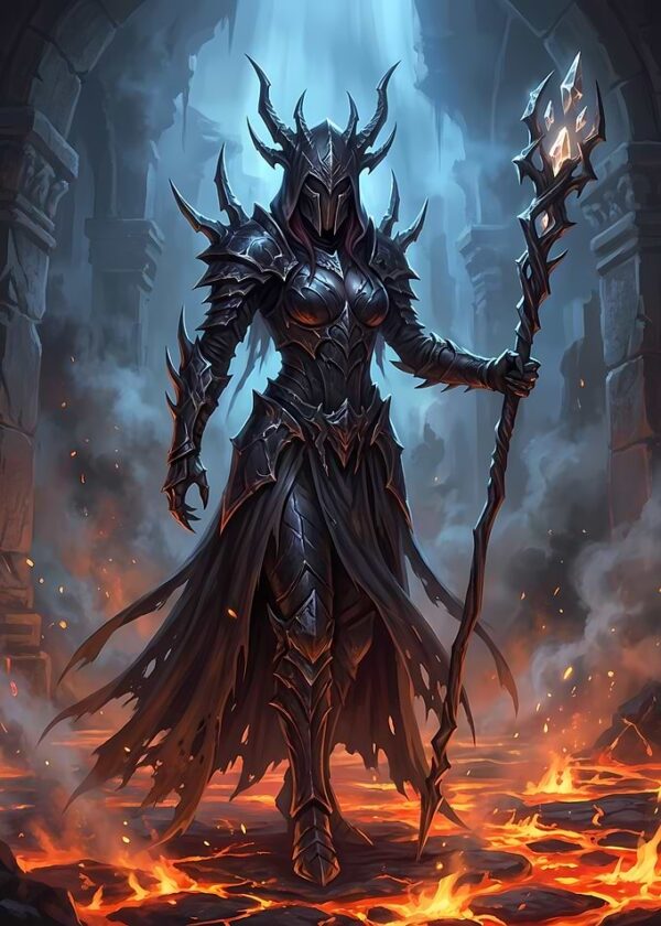 Dark Sorceress in Armor with Staff
