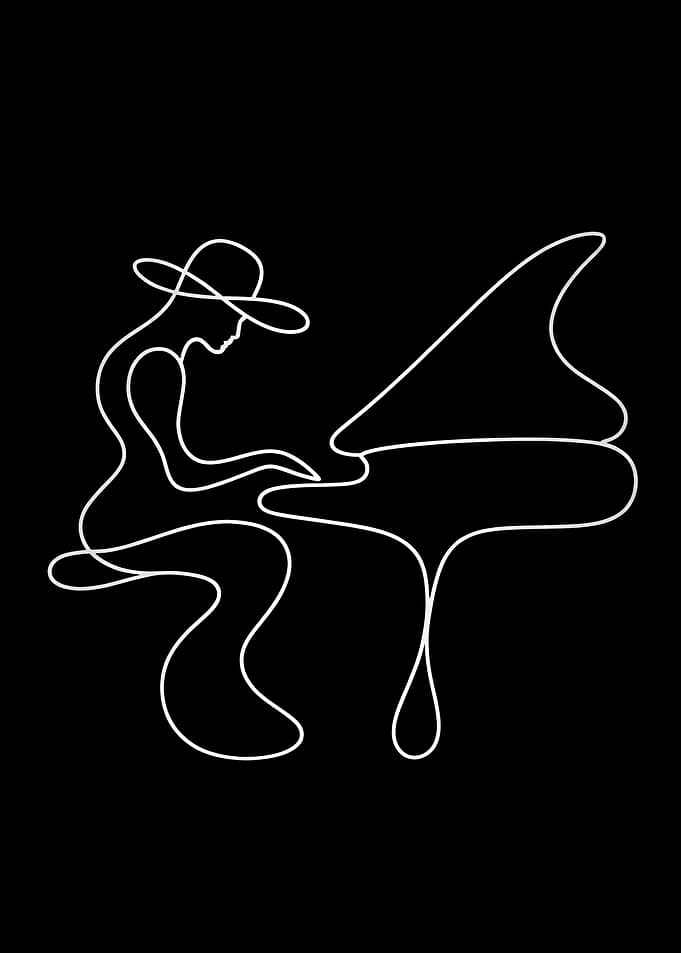 Minimalist Line Art Piano Player